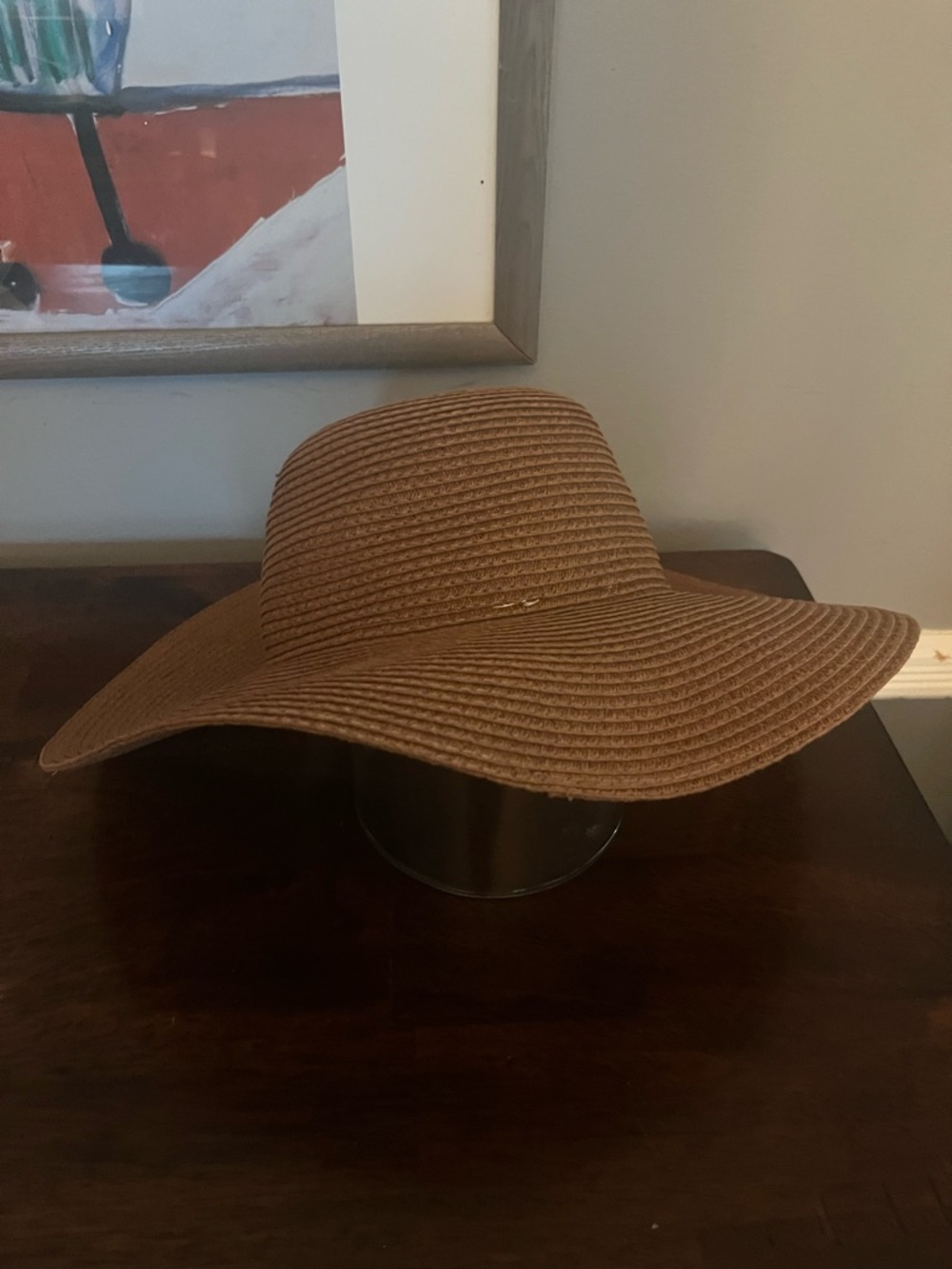 chatties Brown Braided Wide Brim Straw Sun Hat - Picture 2 of 5
